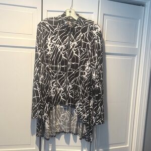 Plus sized COMFY Black and White Abstract Print Jacket